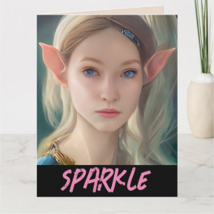 ELF GIRL FANTASY SPARKLE BIRTHDAAGS KAARTEN VOOR H