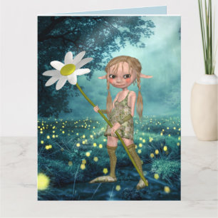 ELF GIRL FIREFLILIST FOREST BIRTHDAY Wenskaart Kaart