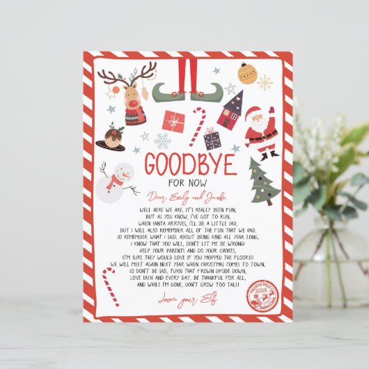 Elf Goodbye Brief Afscheid van Elf Christmas (Staand voorkant)
