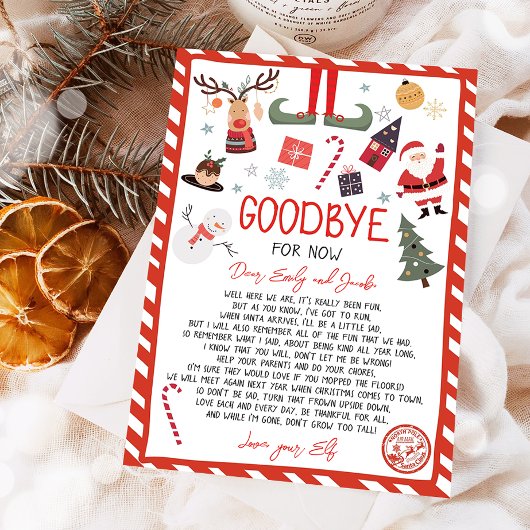 Elf Goodbye Brief Afscheid van Elf Christmas Kaart
