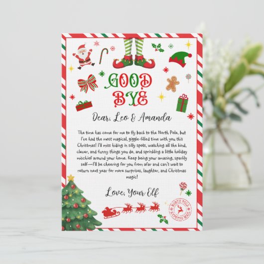 elf goodbye letter - elf return letter invitation (Debout devant)