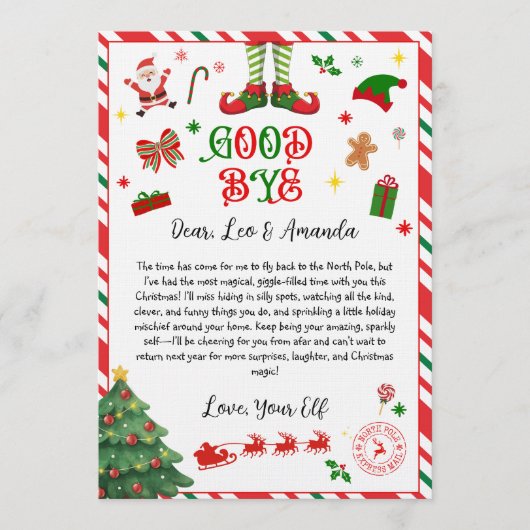 elf goodbye letter - elf return letter invitation (Devant)