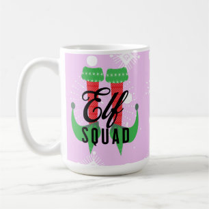 Elf Hakken Squad Kerstvakantie Sneeuwvlokken Roze Koffiemok
