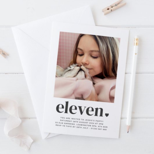 Elf Heart - Square Photo Birthday Invitation Kaart