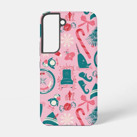 Elf Holiday ingelijst pictogrampatroon Samsung Galaxy Hoesje (Achterkant)