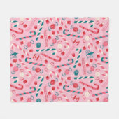 Elf Holiday Snoep Pattern Fleece Deken (Voorkant (Horizontaal))
