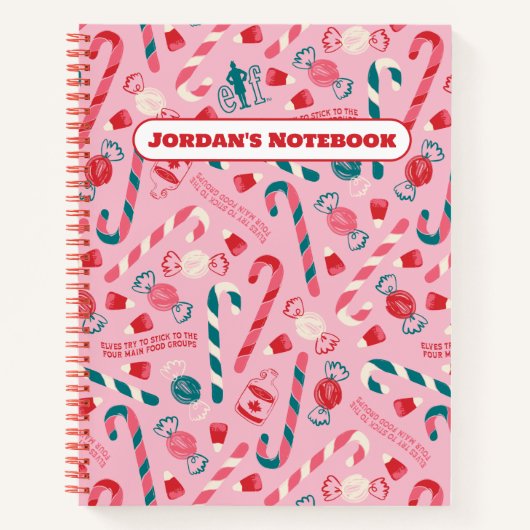 Elf Holiday Snoep Pattern Notitieboek (Voorkant)