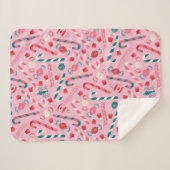 Elf Holiday Snoep Pattern Sherpa Deken (Voorkant (horizontaal))