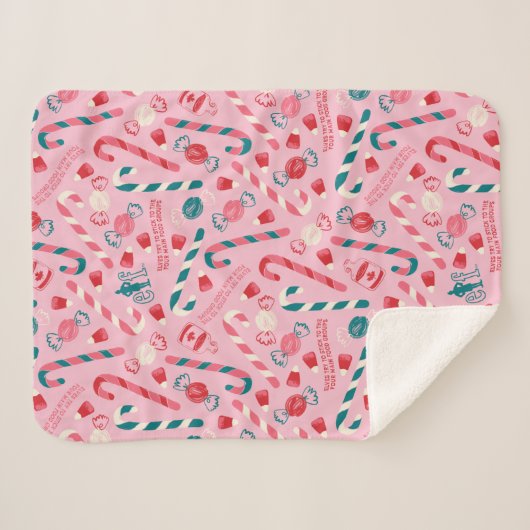 Elf Holiday Snoep Pattern Sherpa Deken (Voorkant (horizontaal))