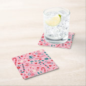 Elf Holiday Snoep Pattern Vierkante Kartonnen Onderzetter (Insitu)