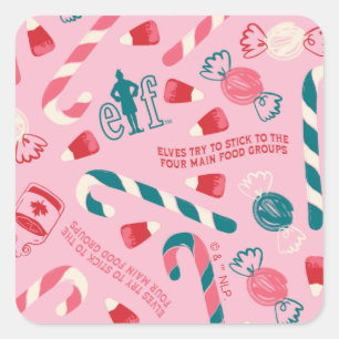 Elf Holiday Snoep Pattern Vierkante Sticker