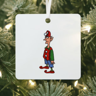 Elf in de houding vierkant metalen ornament