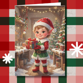 Elf in de werkplaats van de Kerstman | Gepersonali Kaart