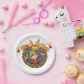 Elf in een kerstpapier Bord (Feest)