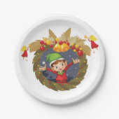 Elf in een kerstpapier Bord (Voorkant)