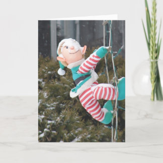 Elf in sneeuw, Kerstmis Feestdagen Kaart