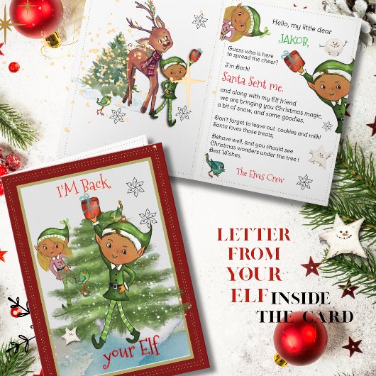 Elf is Back! Personalized Hello form your Elf Feestdagen Kaart