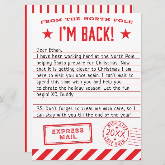 Elf is terug feestdagenkaart (Voorkant / Achterkant)