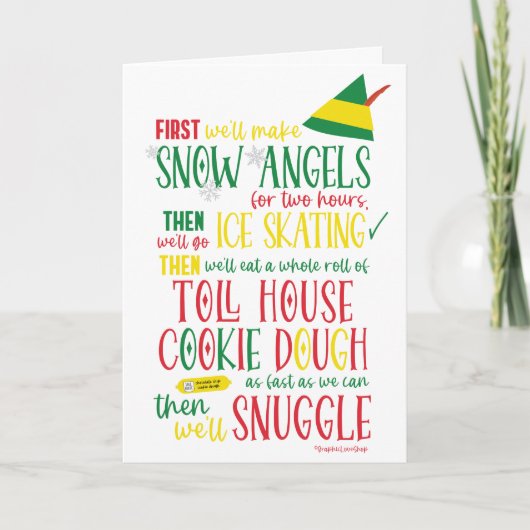 Elf Itinerary kerstkaart © GraphicLoveShop Kaart (Voorkant)