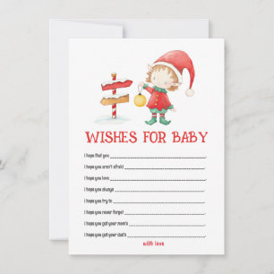 Elf, Kerst Baby Shower Wensen voor Baby Kaart Notitiekaartje