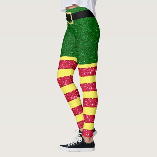 Elf Kerst Glitter Rood Groen Geel Leggings (Links)