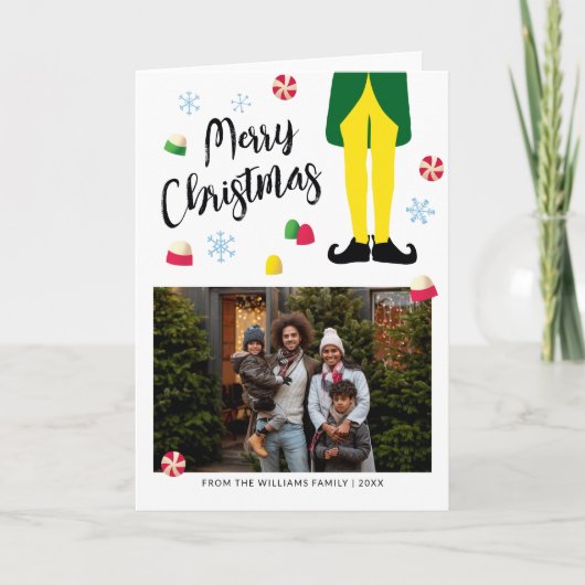 Elf kerst Kaart met foto (Voorkant)