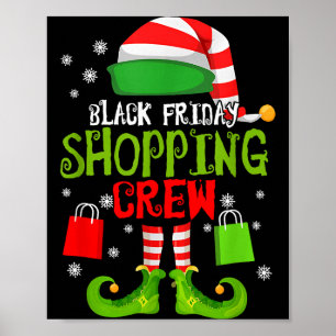 Elf Kerst Zwart Winkelen Grappig Vrijdag Winkelen Poster
