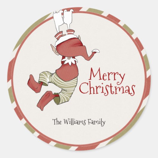 Elf kerstcadeau Label Sticker (Voorkant)
