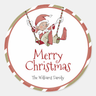 Elf kerstcadeau Label Sticker