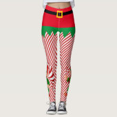 Elf Kerstman's kleine elfen schattige streep Leggings (Voorkant)