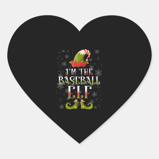 Elf Kerstmis met honkbal Hart Sticker (Voorkant)