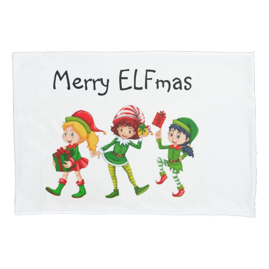 ELF kerstpatroonpapier Kussensloop (Voorkant)