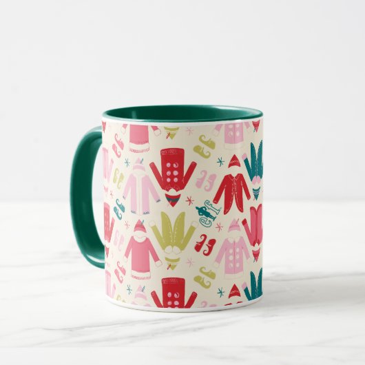 Elf kleurrijke jas en schoenen patroon mok (Voorkant links)