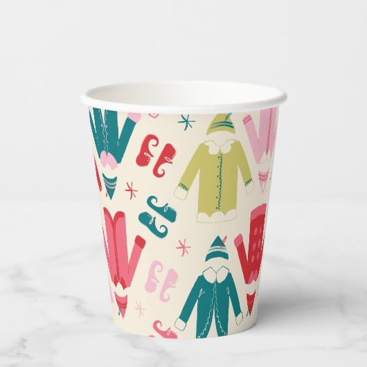 Elf kleurrijke jas en schoenen patroon papieren bekers (Achterkant)