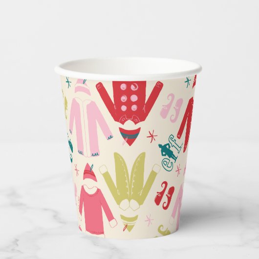 Elf kleurrijke jas en schoenen patroon papieren bekers (Voorkant)