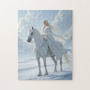 Elf Koningin op Majestueus Witte Paard Legpuzzel