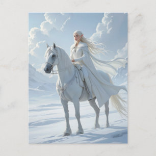 Elf Koningin rijdend op een Majestueus Wit Paard Briefkaart