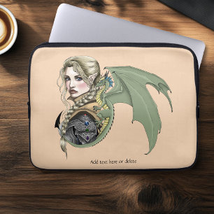Elf Krijger Draak Fantasie Magisch Middeleeuws Per Laptop Sleeve
