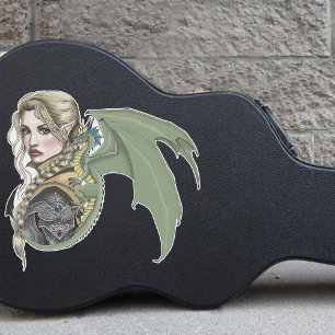 Elf Krijger Draak Fantasie Magisch Middeleeuws Per Sticker
