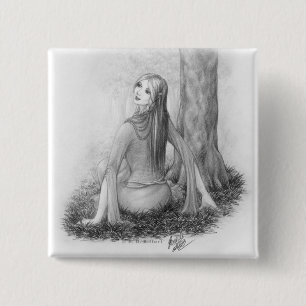 Elf Lady Vierkante Button 5,1 Cm