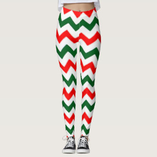 ELF LEGGINGS CHEVRON PATTERN RED EN GREEN