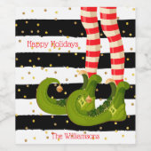 Elf Legs Black en White Stripes Wijn Etiket (Enkel label)