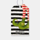 Elf Legs op zwarte en witte strepen Cadeaulabel (Voorkant)