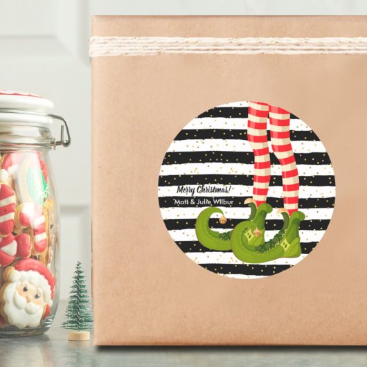 Elf Legs op zwarte en witte strepen Ronde Sticker