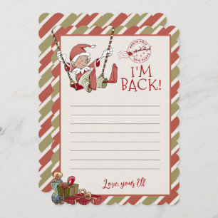 Elf Letter "I m Back" Editable Notecard Kaart