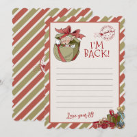 Elf Letter "I m Back" Editable Notecards
