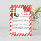 Elf Letter “I’m Back” | Funny North Pole Arrival Feestdagenkaart (Staand voorkant)