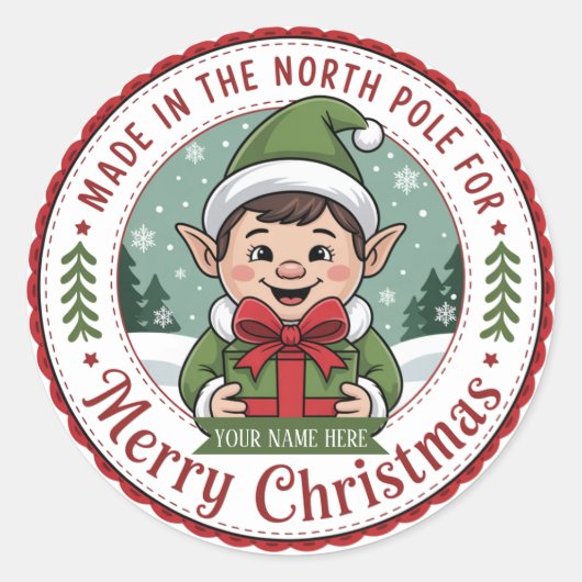 Elf-Made Kerst Badge Sticker (Voorkant)