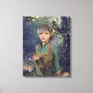 Elf Maiden in het Bos Canvas Afdruk
