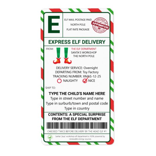 ELF Mail Verzendlabels North Pole Stickers (Voorkant)